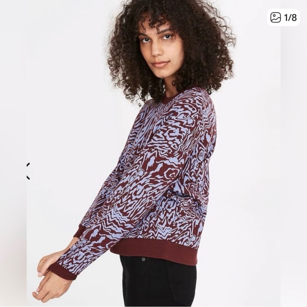 Madewell (Re)sourced Cotton oversized sweatshirt tigerized print burgundy Size S